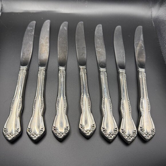 Oneida Mansfield Place Silverware Set of 7 Knives Vintage Floral Design - Picture 1 of 4